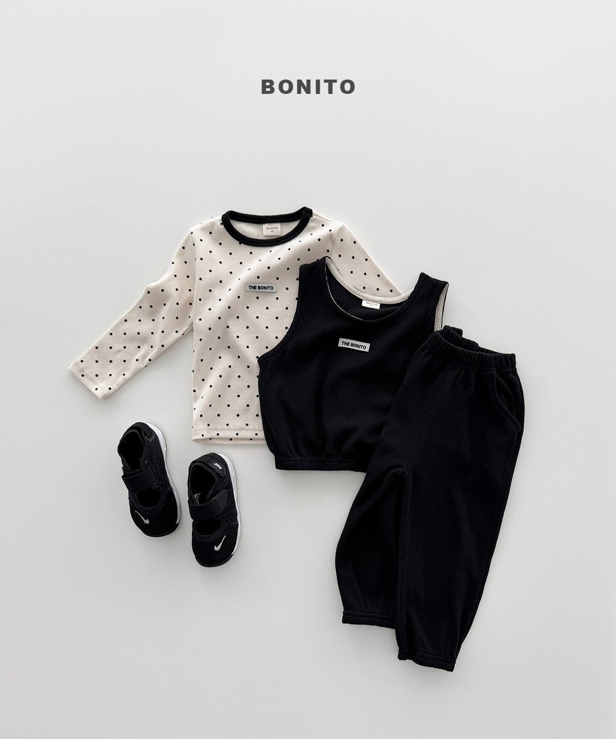 【予約】mini waffle vest set / bonito (12M-JM)