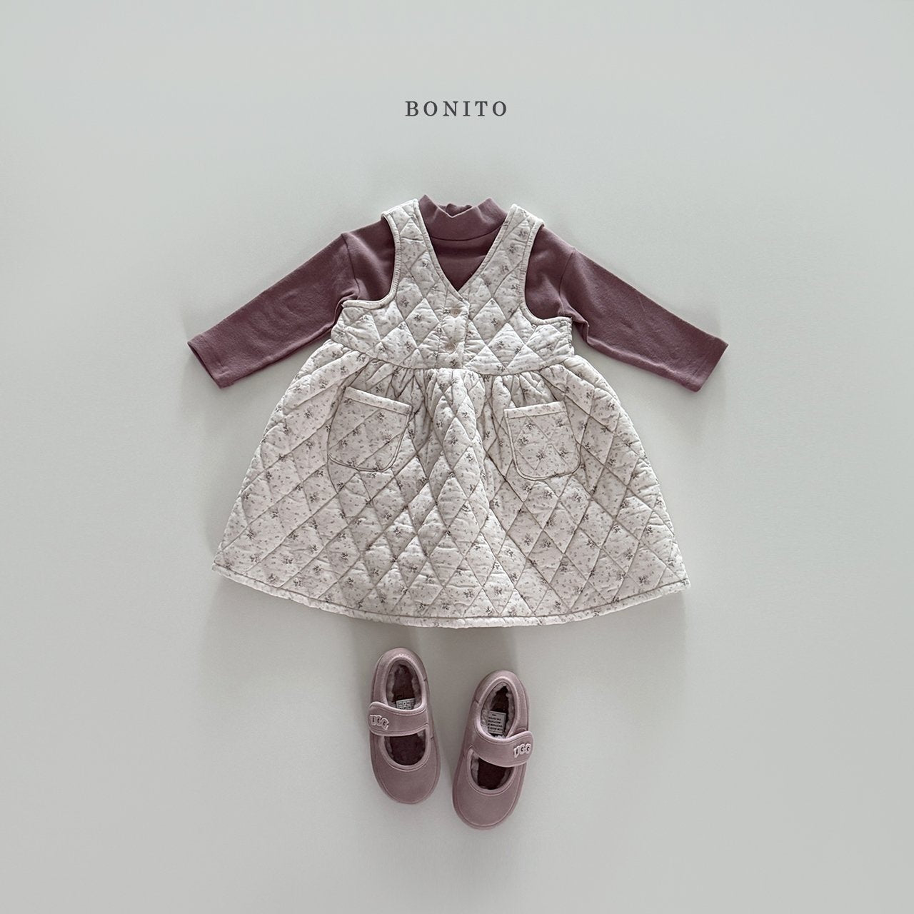 【予約】small flower quilting one-piece / bonito (12m-JM)