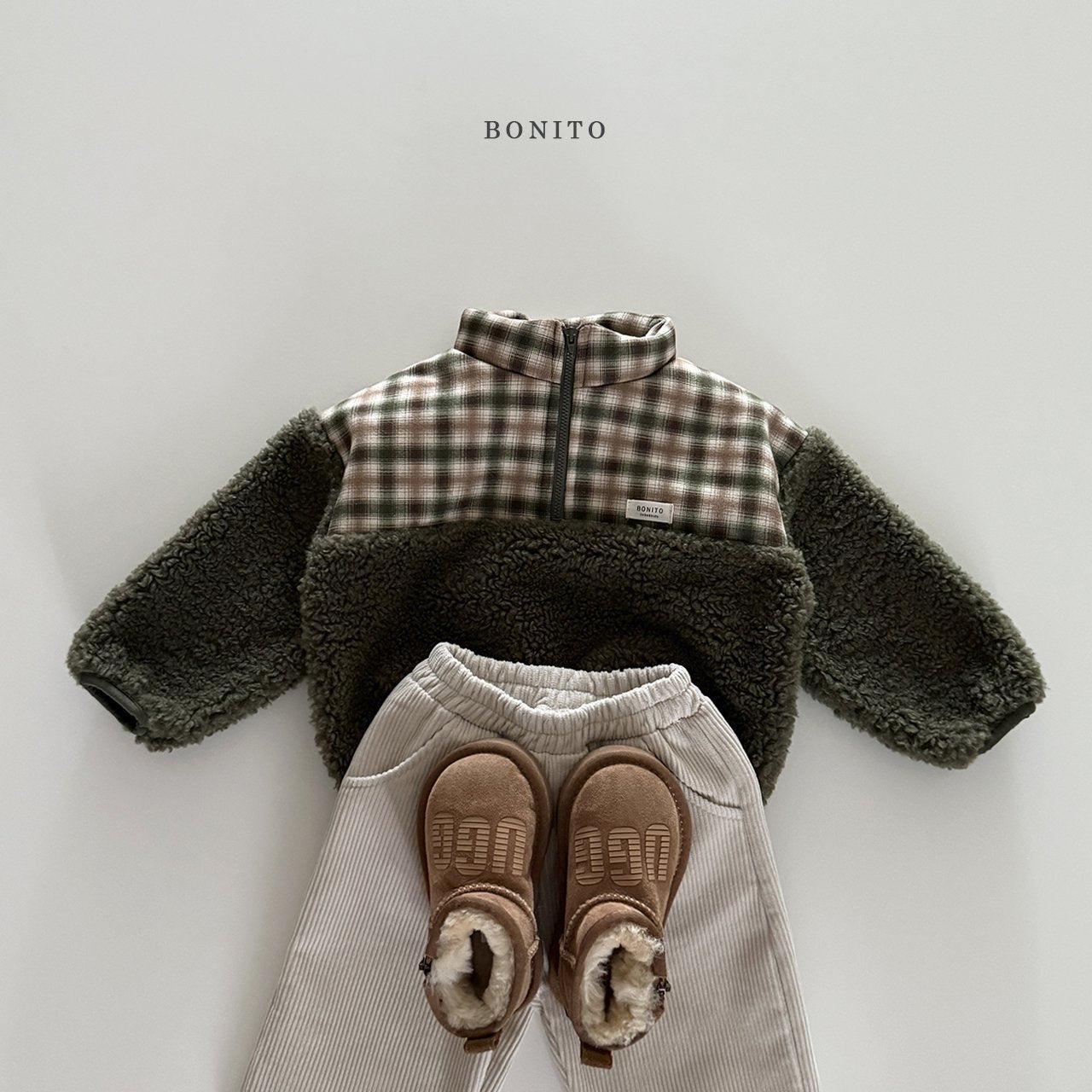 【予約】suede check boa zipup / bonito (12m-JM)