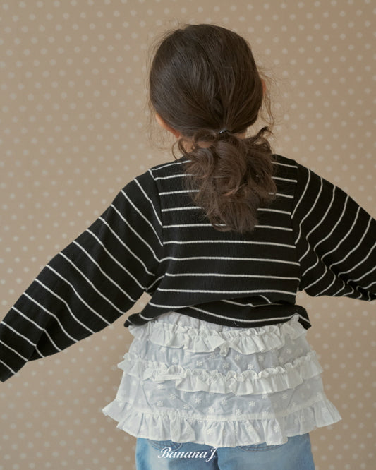 【予約】ボーダーTシャツ / bananaj (XS-JS) 위드단가라티