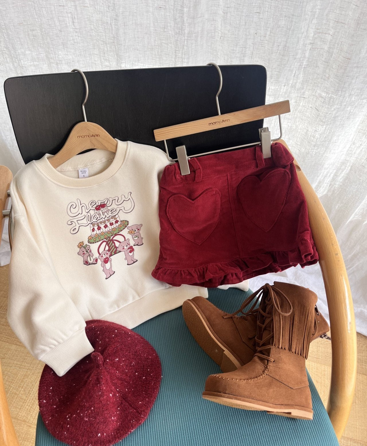 【予約】heart skirt / momoann (5-13号)