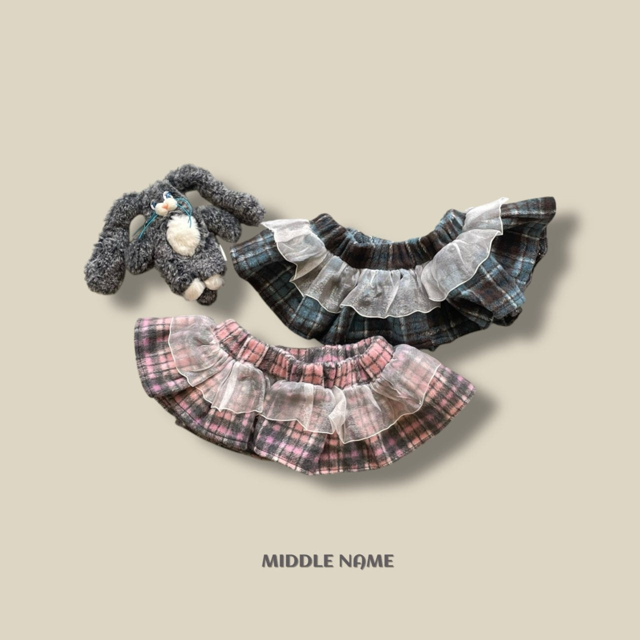 【予約】check layered skirt / middle name (S-JM)