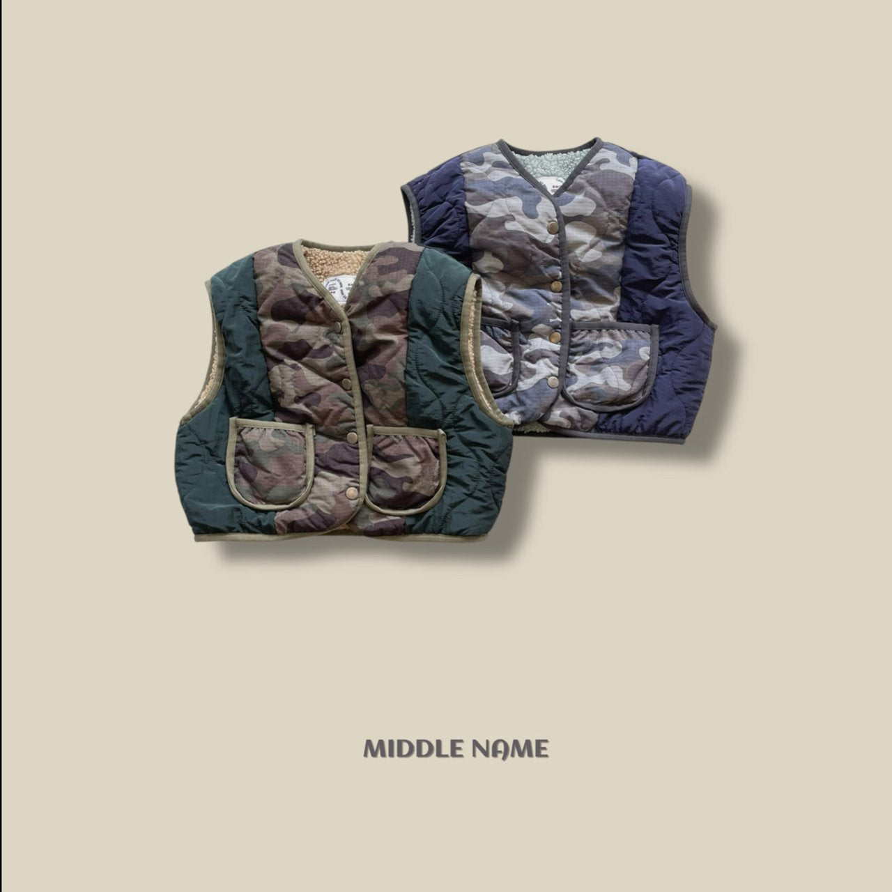 【予約】camouflagey reversible vest / middle name (S-JM)