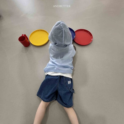 【予約】Seersucker hood jumper / andbutter(S-JM)시어서커