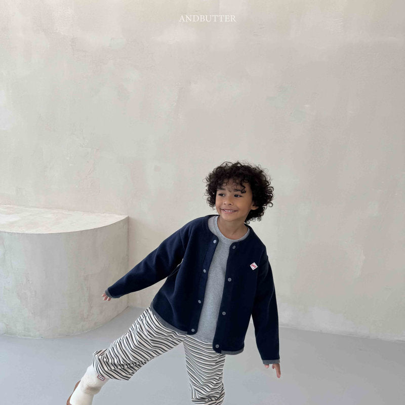 【予約】Fleece Mix Cardigan  /  andbutter (S-JM)