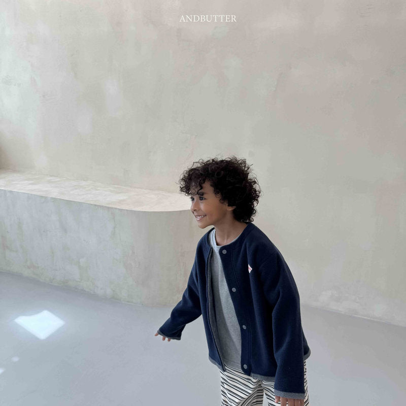 【予約】Fleece Mix Cardigan  /  andbutter (S-JM)