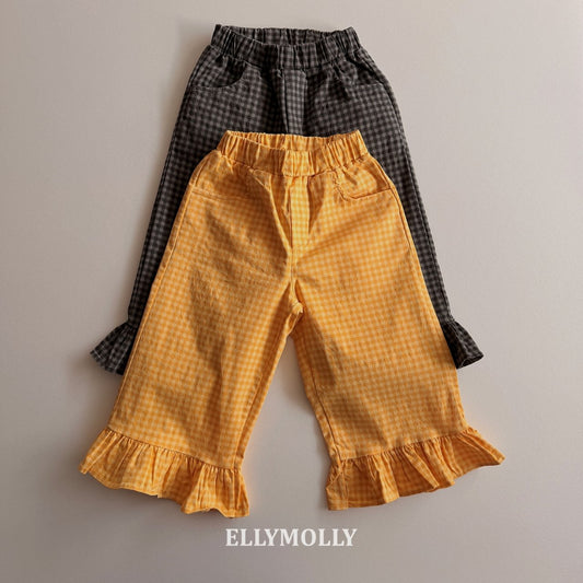 【予約】ラッフルチェックパンツ / ellymolly (5-15号)러플틱톡