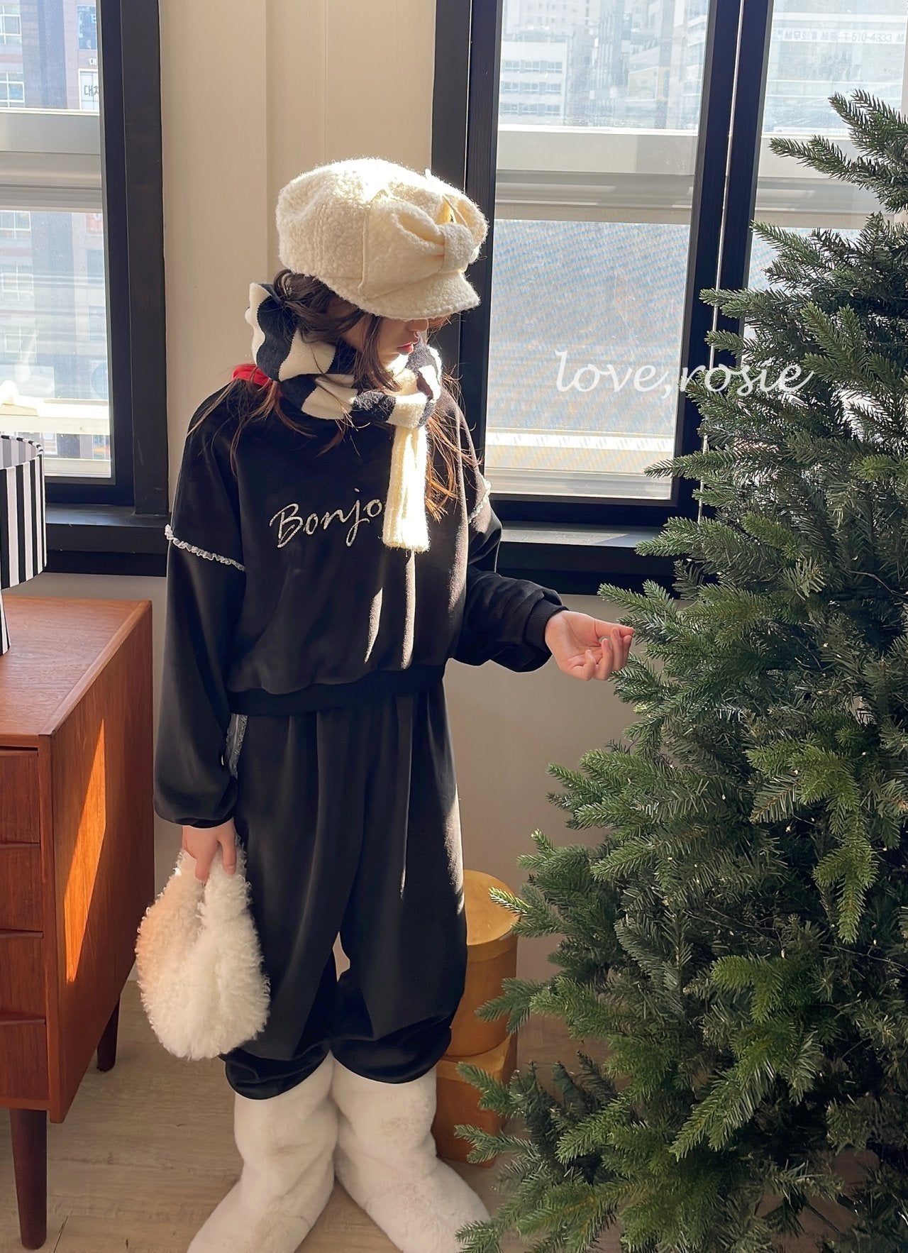 【予約】Bonjour velvet set / love rosie (L-3XL)