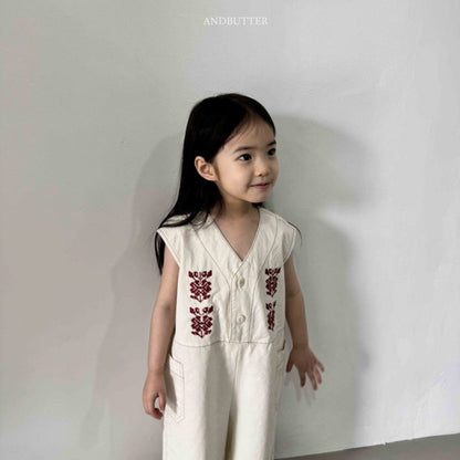 【予約】embroidery jumpsuit / andbutter(S-JM)