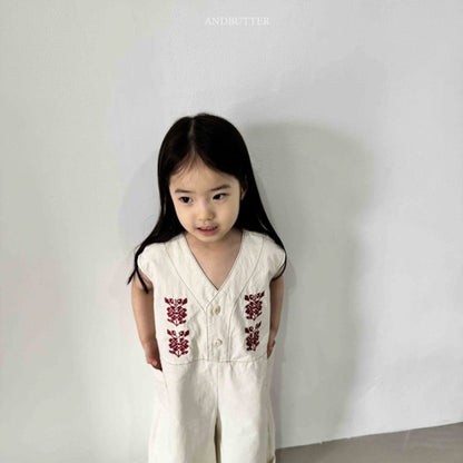 【予約】embroidery jumpsuit / andbutter(S-JM)