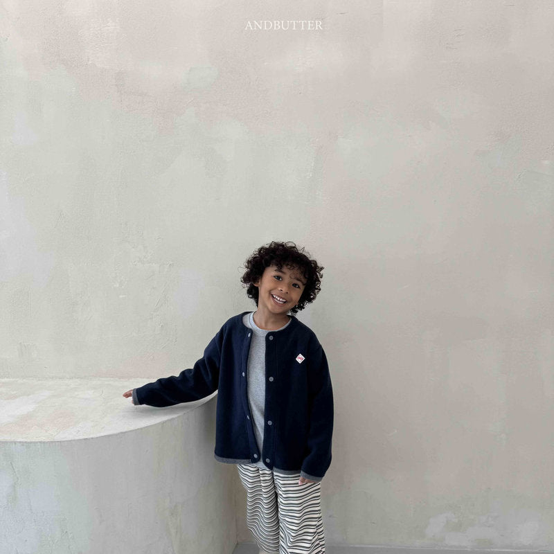 【予約】Fleece Mix Cardigan  /  andbutter (S-JM)