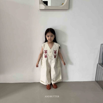 【予約】embroidery jumpsuit / andbutter(S-JM)