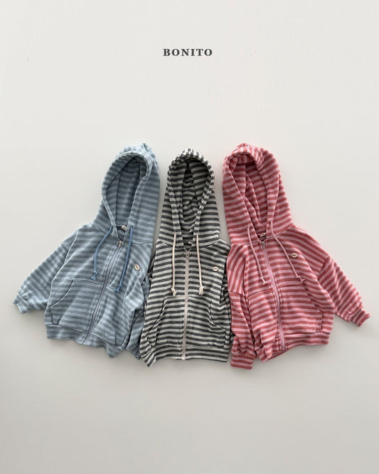 【予約】ストライプフードジップアップ / bonito (12M-JM) 히트후드집업
