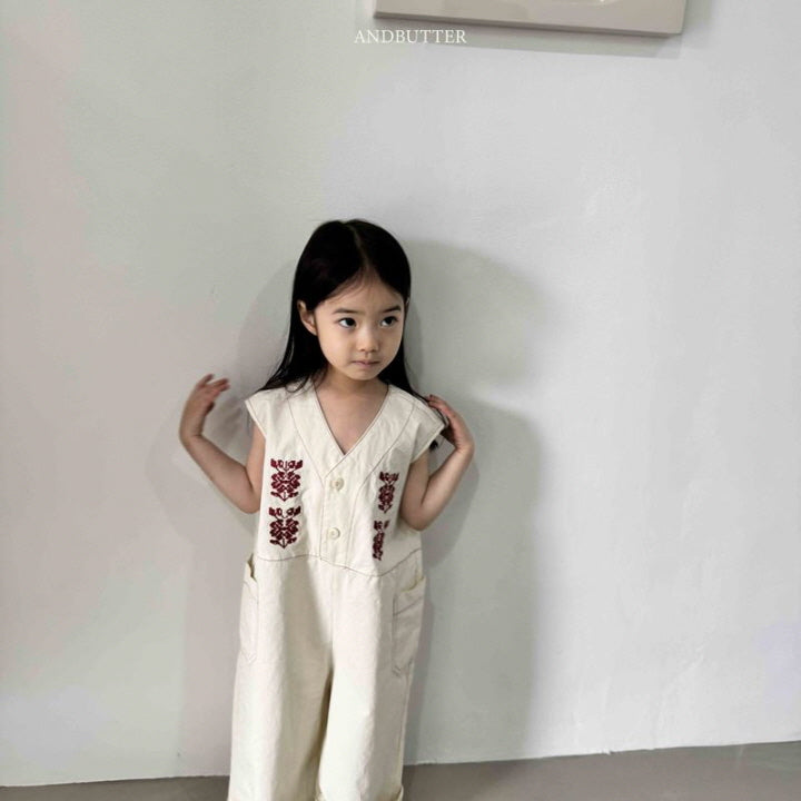 【予約】embroidery jumpsuit / andbutter(S-JM)