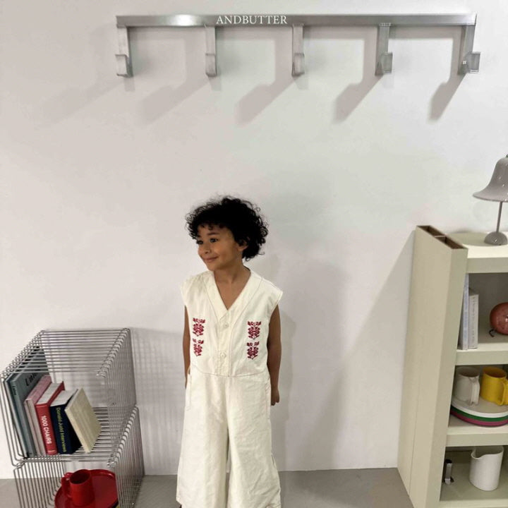 【予約】embroidery jumpsuit / andbutter(S-JM)