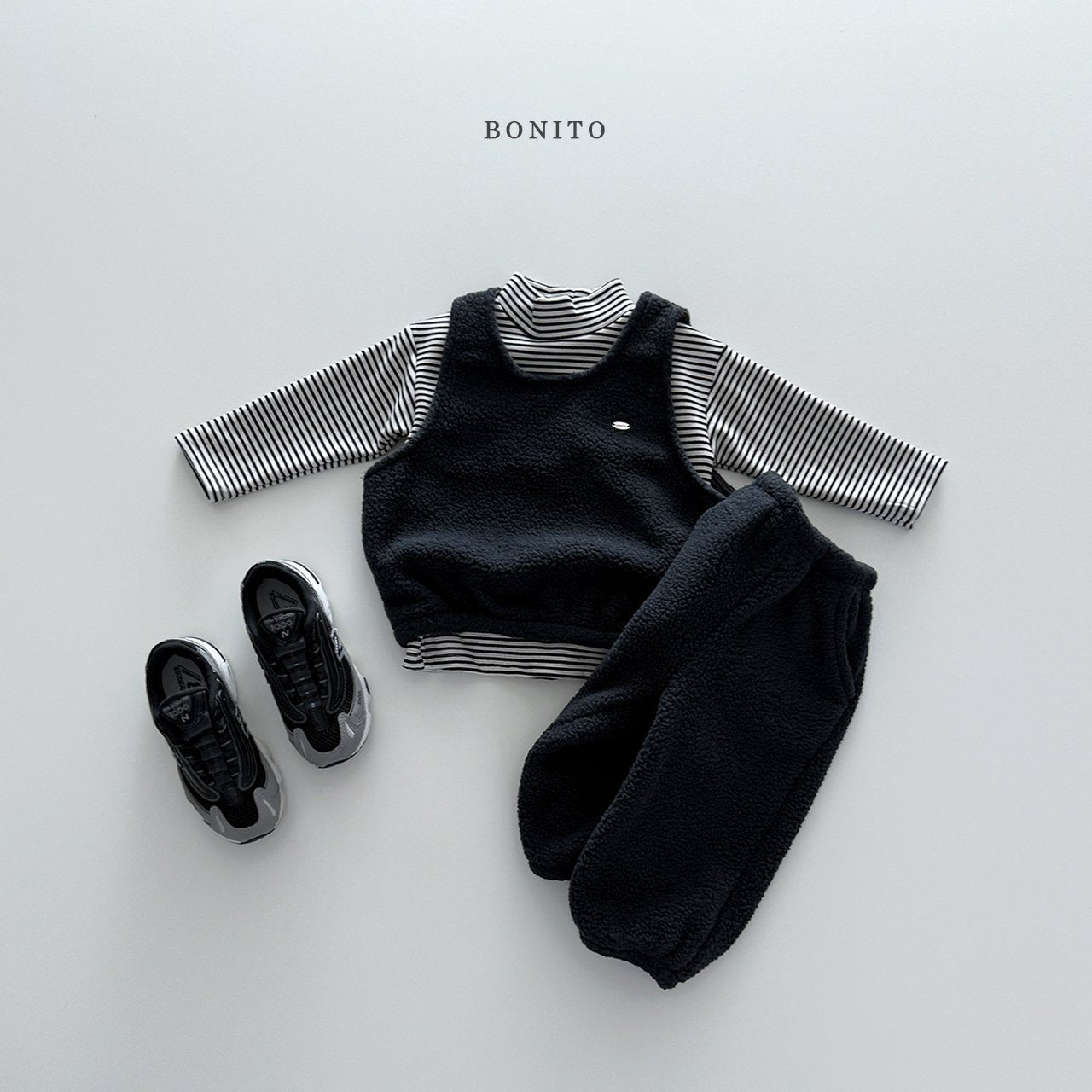 【予約】pogul vest set up  /  bonito (12M-JM) 뽀글조끼