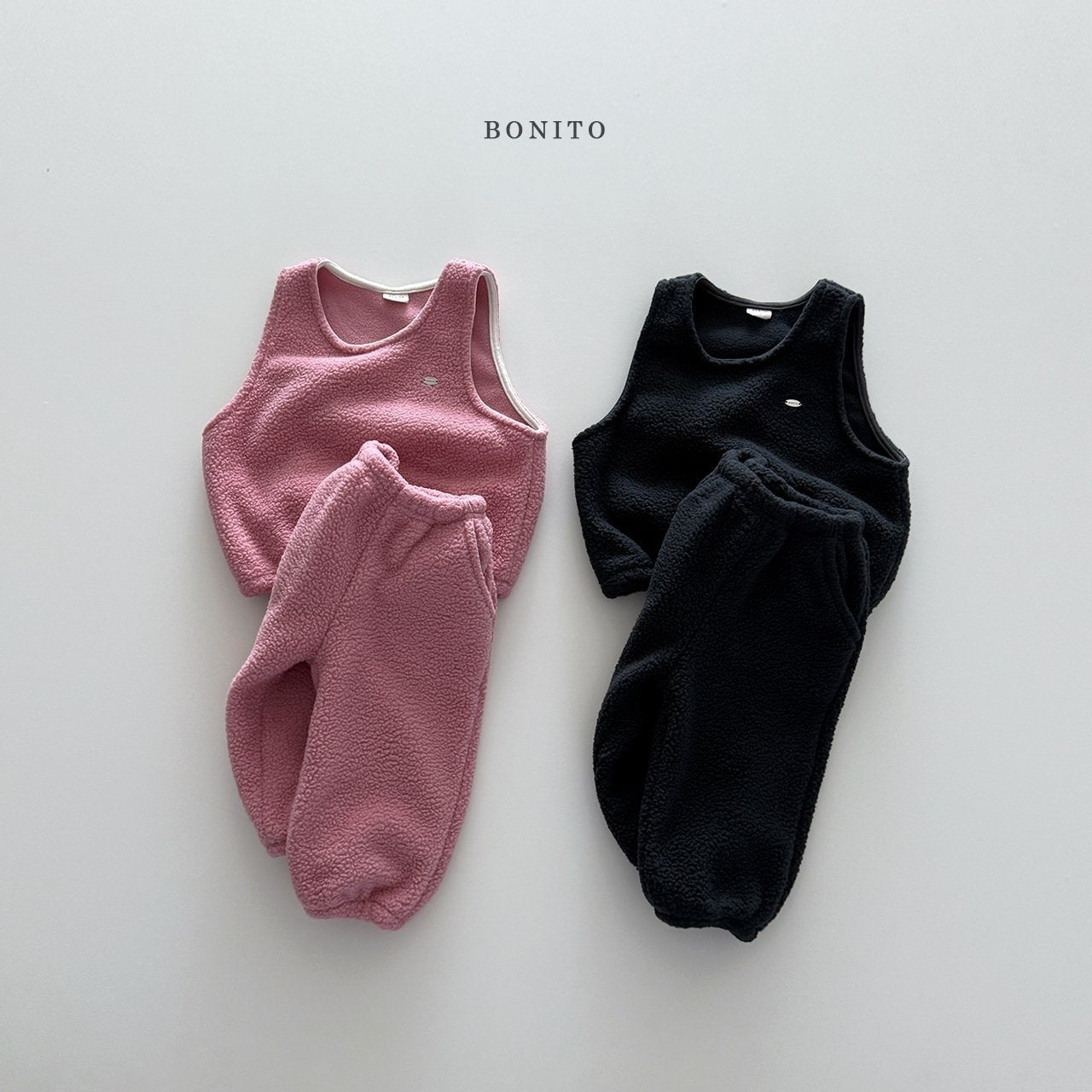 【予約】pogul vest set up  /  bonito (12M-JM) 뽀글조끼