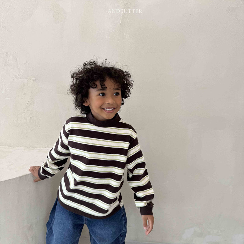 【予約】Stripe Patch Turtleneck  / andbutter (S-JM)
