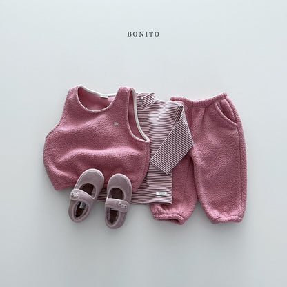 【予約】pogul vest set up  /  bonito (12M-JM) 뽀글조끼