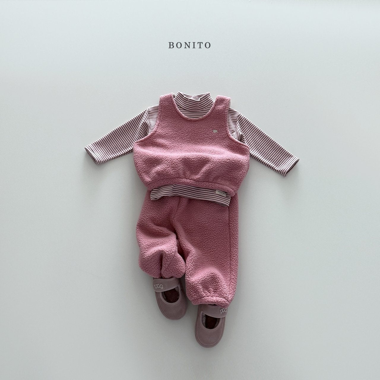 【予約】pogul vest set up  /  bonito (12M-JM) 뽀글조끼