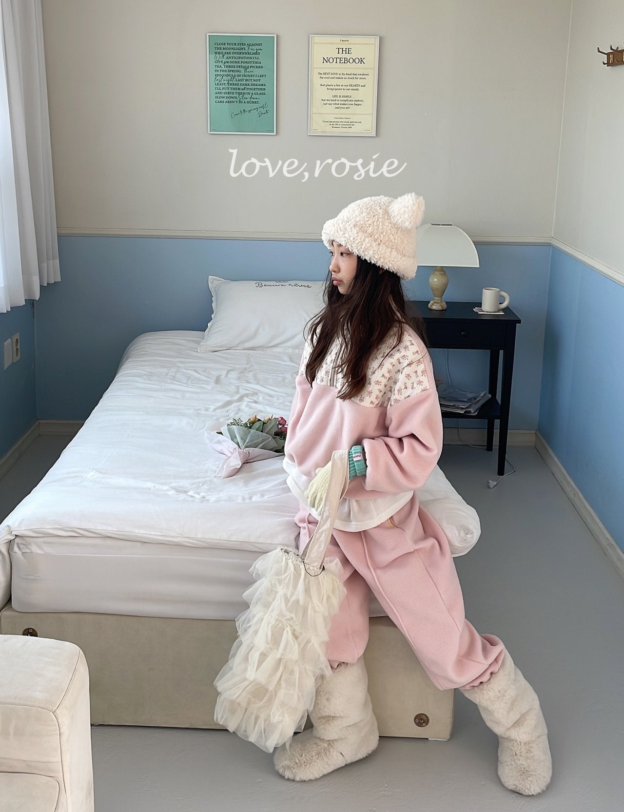【予約】flower fleece set  / love rosie (L-3XL)