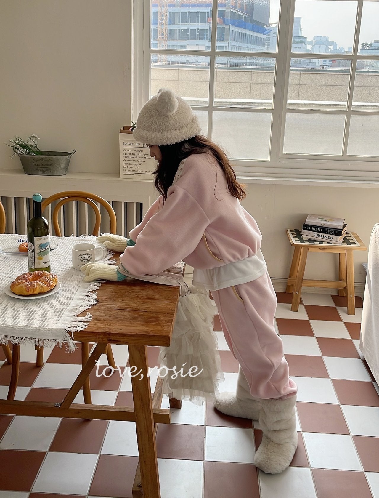 【予約】flower fleece set  / love rosie (L-3XL)