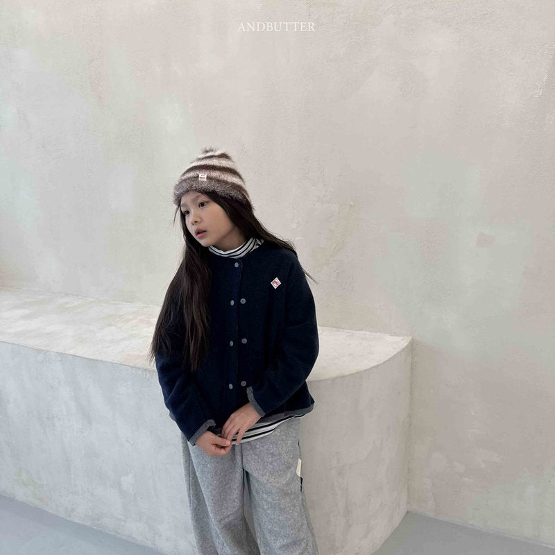 【予約】Fleece Mix Cardigan  /  andbutter (S-JM)