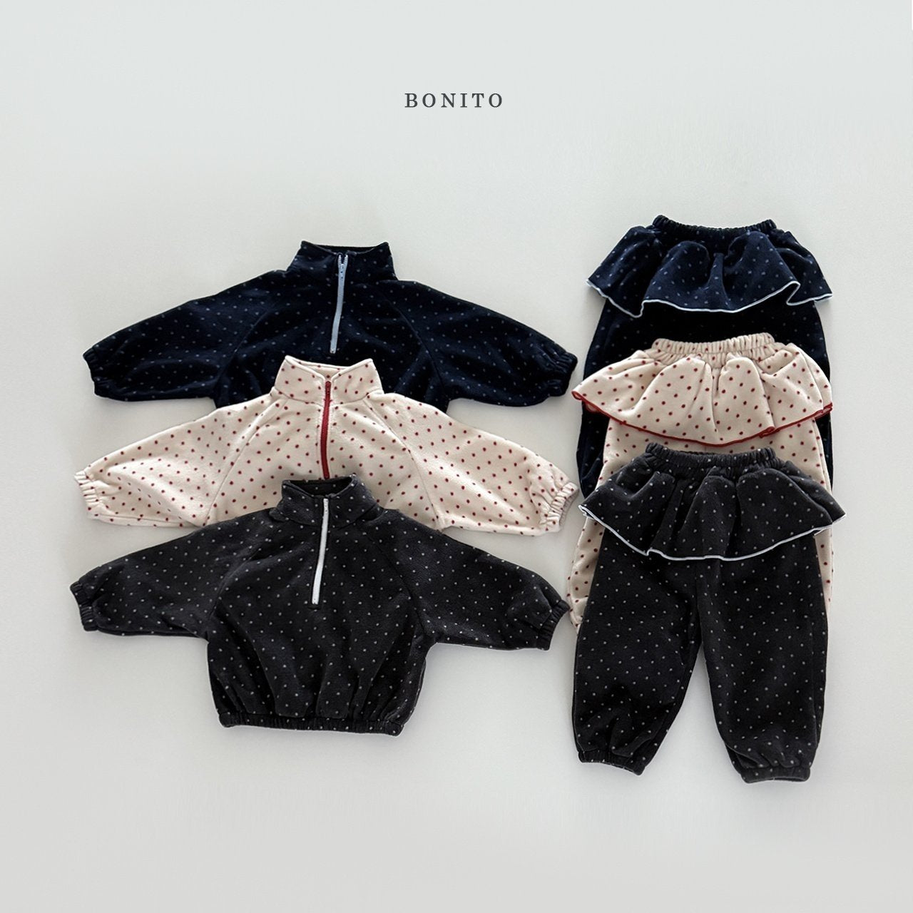 【予約】dot lovely jogger set  /  bonito (12m-JM)