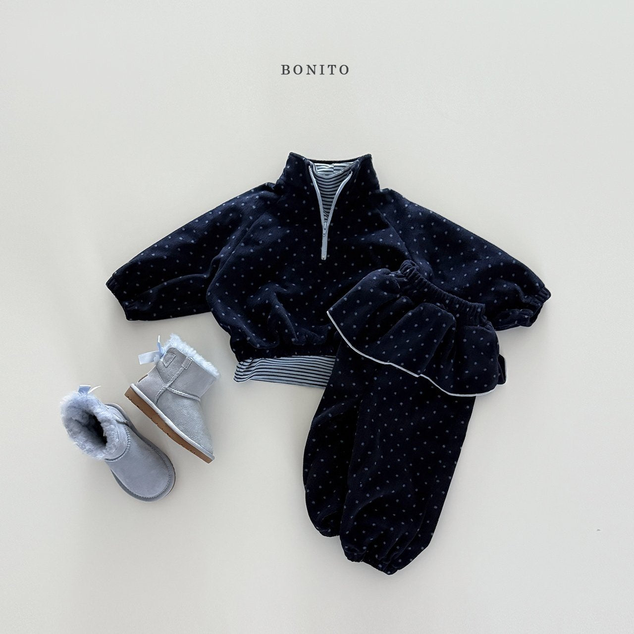 【予約】dot lovely jogger set  /  bonito (12m-JM)
