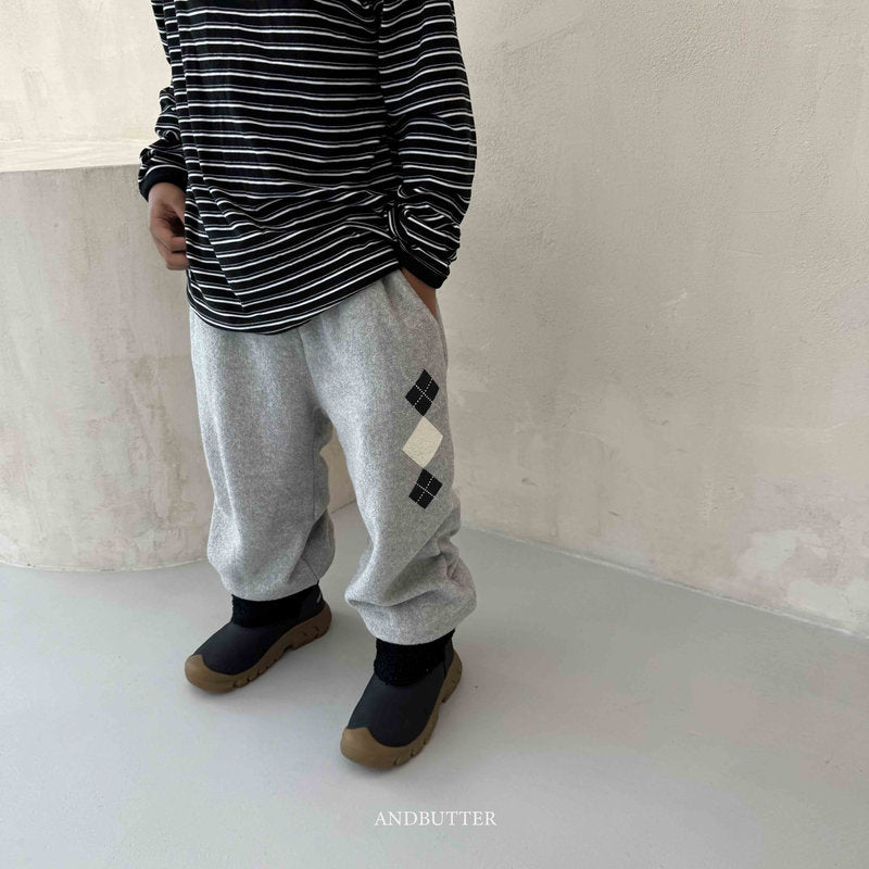 【予約】worm-argyle terry jogger  /  andbutter (S-JM)