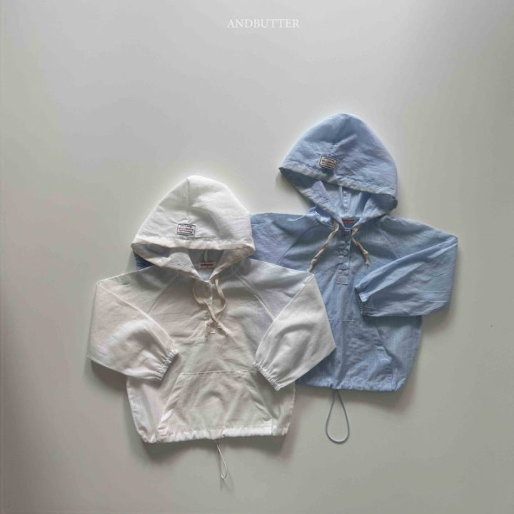 【予約】Seersucker hood jumper / andbutter(S-JM)시어서커