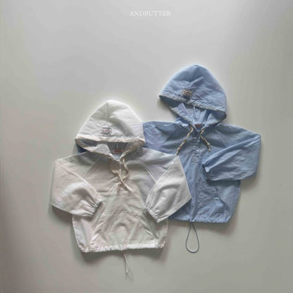 【予約】Seersucker hood jumper / andbutter(S-JM)시어서커