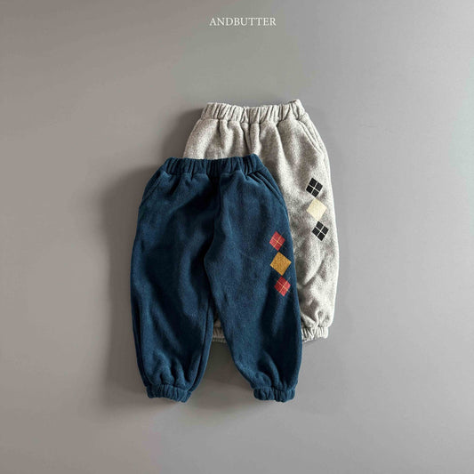 【予約】worm-argyle terry jogger  /  andbutter (S-JM)