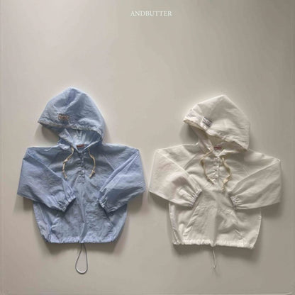 【予約】Seersucker hood jumper / andbutter(S-JM)시어서커