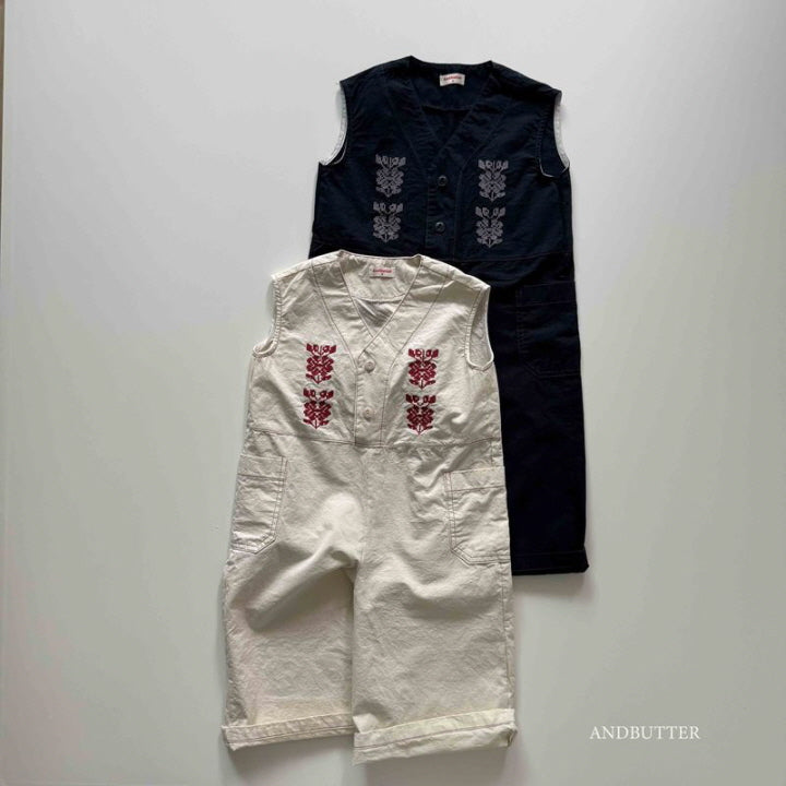 【予約】embroidery jumpsuit / andbutter(S-JM)