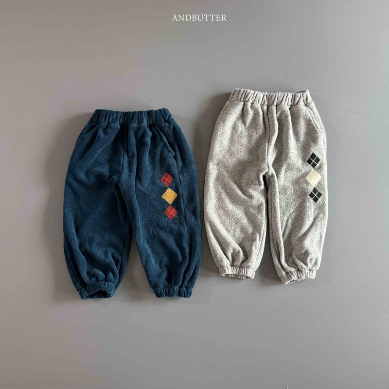 【予約】worm-argyle terry jogger  /  andbutter (S-JM)