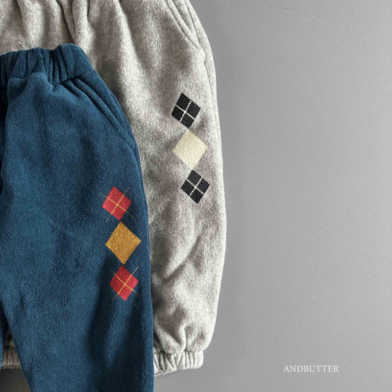 【予約】worm-argyle terry jogger  /  andbutter (S-JM)