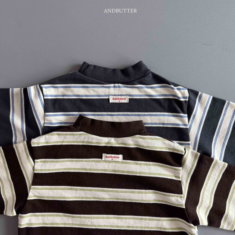 【予約】Stripe Patch Turtleneck  / andbutter (S-JM)