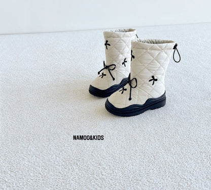 【予約】popcone ribbon padding boots / namoo  NA-135