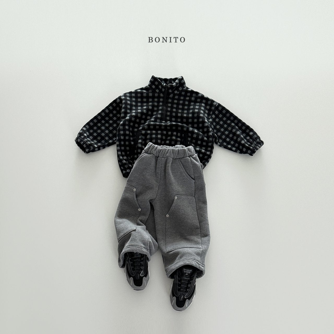 【予約】mini check half zipup  /  bonito (12M-JM)