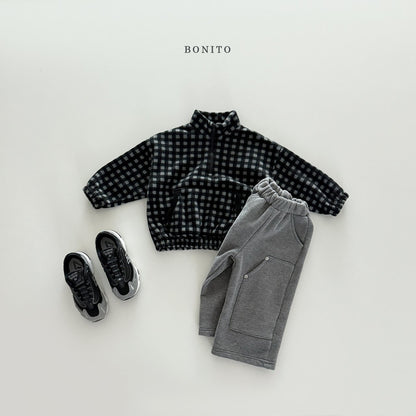 【予約】mini check half zipup  /  bonito (12M-JM)