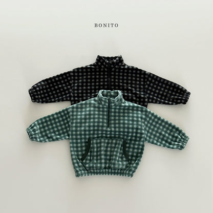 【予約】mini check half zipup  /  bonito (12M-JM)