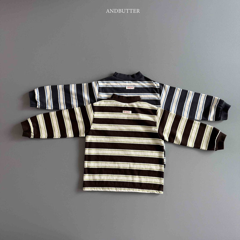 【予約】Stripe Patch Turtleneck  / andbutter (S-JM)