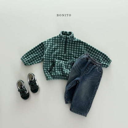 【予約】mini check half zipup  /  bonito (12M-JM)