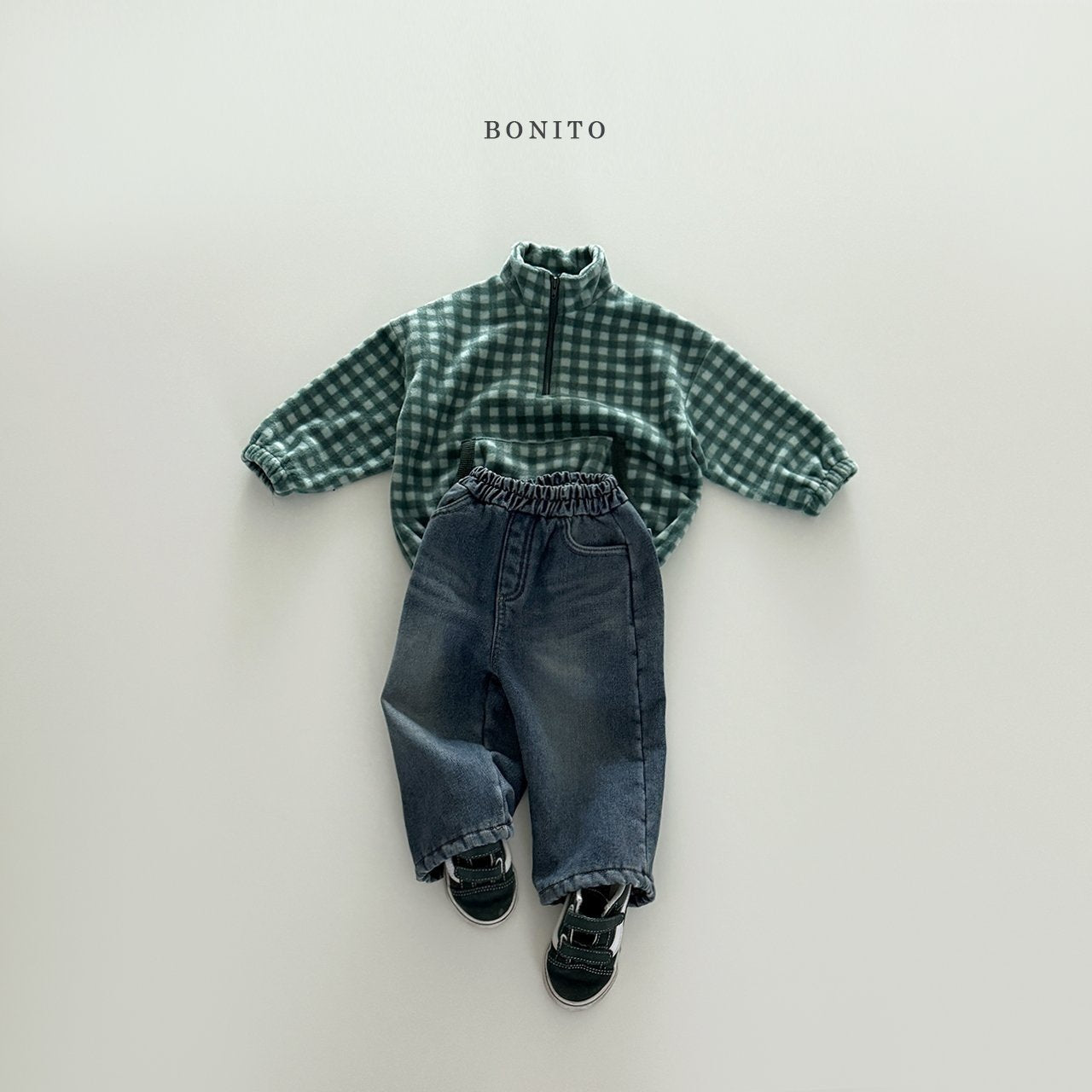 【予約】mini check half zipup  /  bonito (12M-JM)