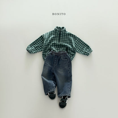 【予約】mini check half zipup  /  bonito (12M-JM)
