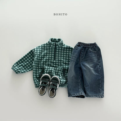 【予約】mini check half zipup  /  bonito (12M-JM)