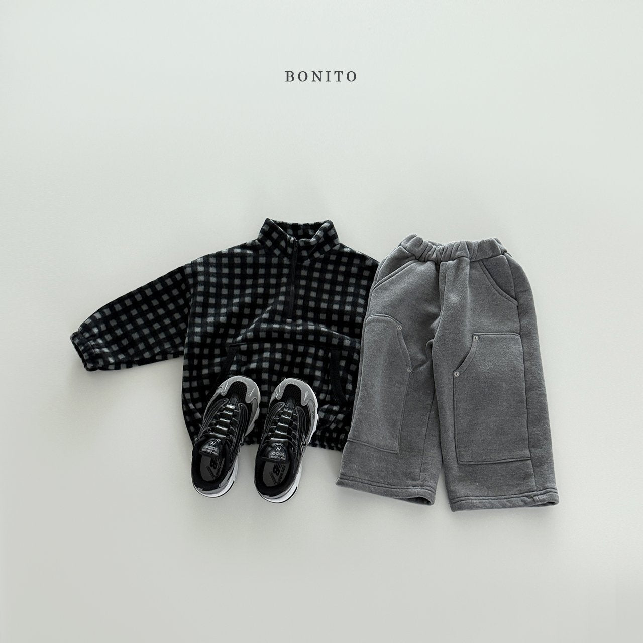 【予約】mini check half zipup  /  bonito (12M-JM)