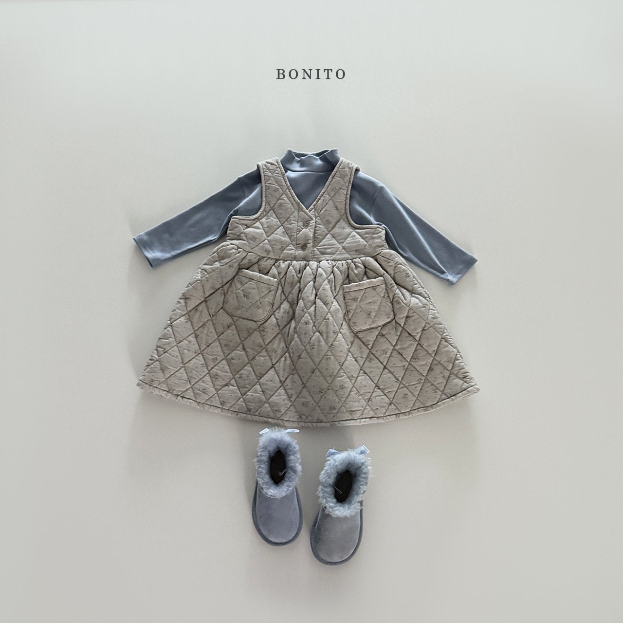 【予約】small flower quilting one-piece  /  bonito (12m-JM)