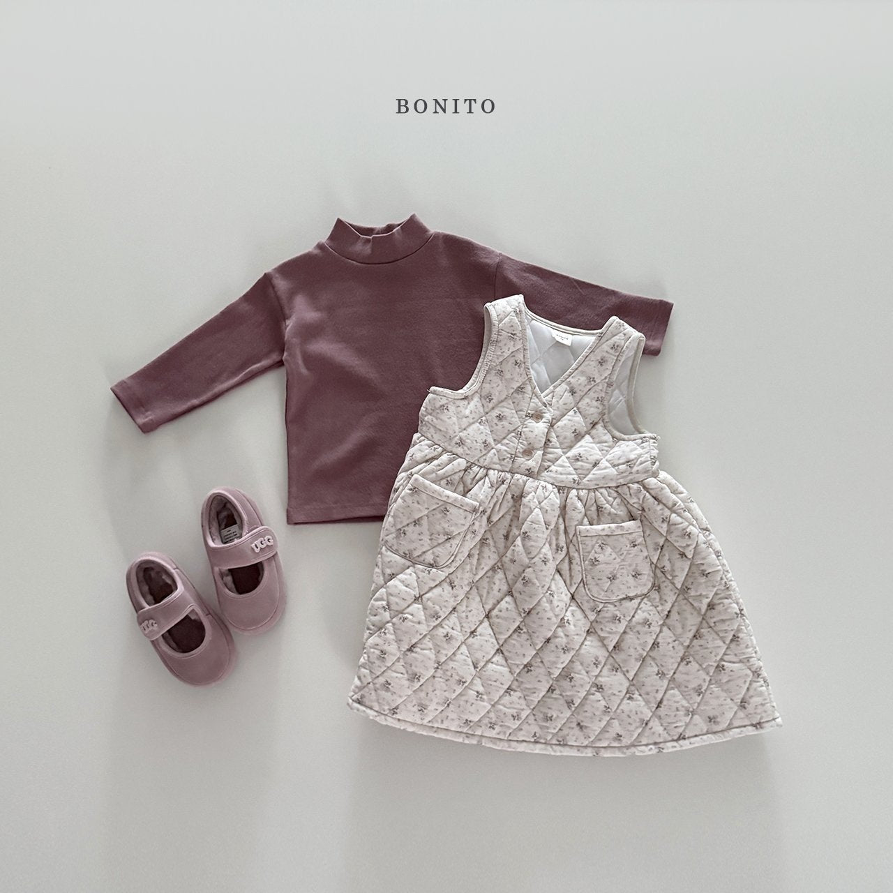 【予約】small flower quilting one-piece  /  bonito (12m-JM)